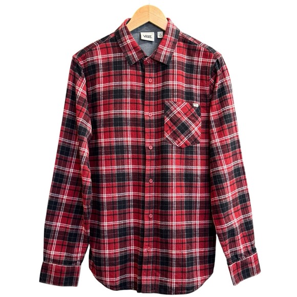 Vans Off The Wall Long Sleeve Button Up Plaid Chest Pocket Flannel Shirt S #31 - Picture 3 of 10